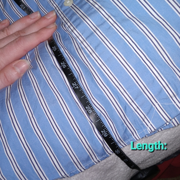 Ralph Lauren Mens L Custom Fit Striped Button Down Shirt Blue White Long Sleeve - Picture 8 of 10